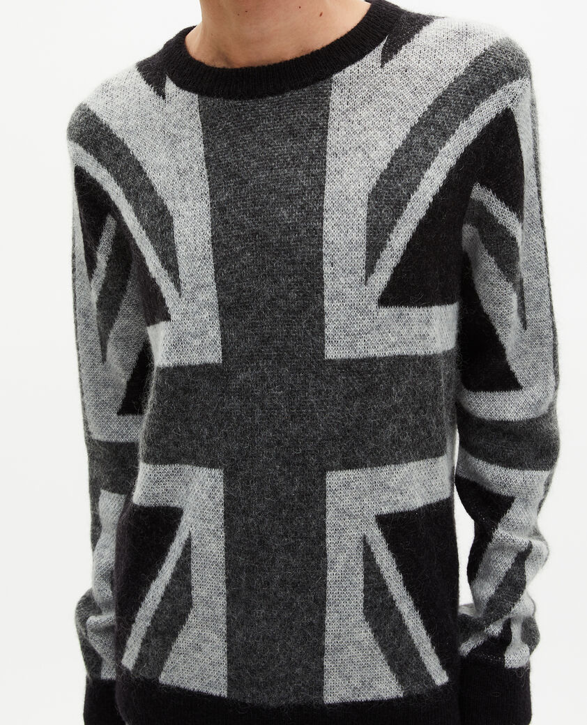 The Kooples H BLACK GREY black english flag sweater