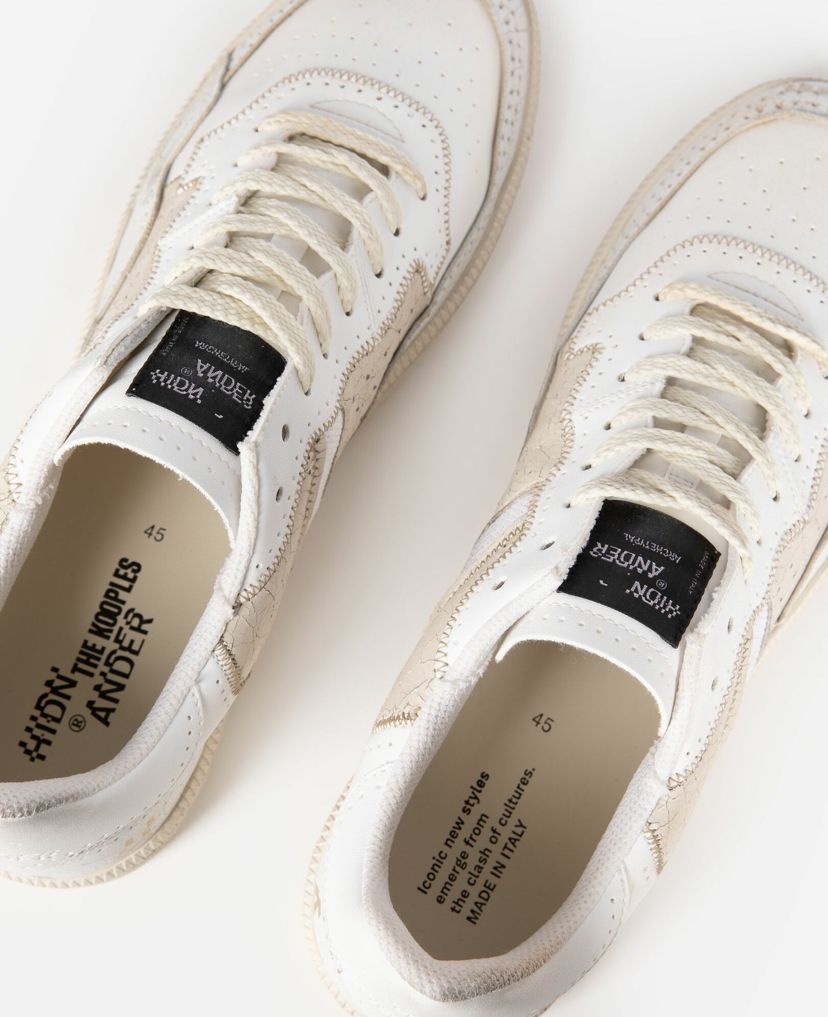 The Kooples MEN ECRU the kooples x hidn-ander ecru low-top sneakers