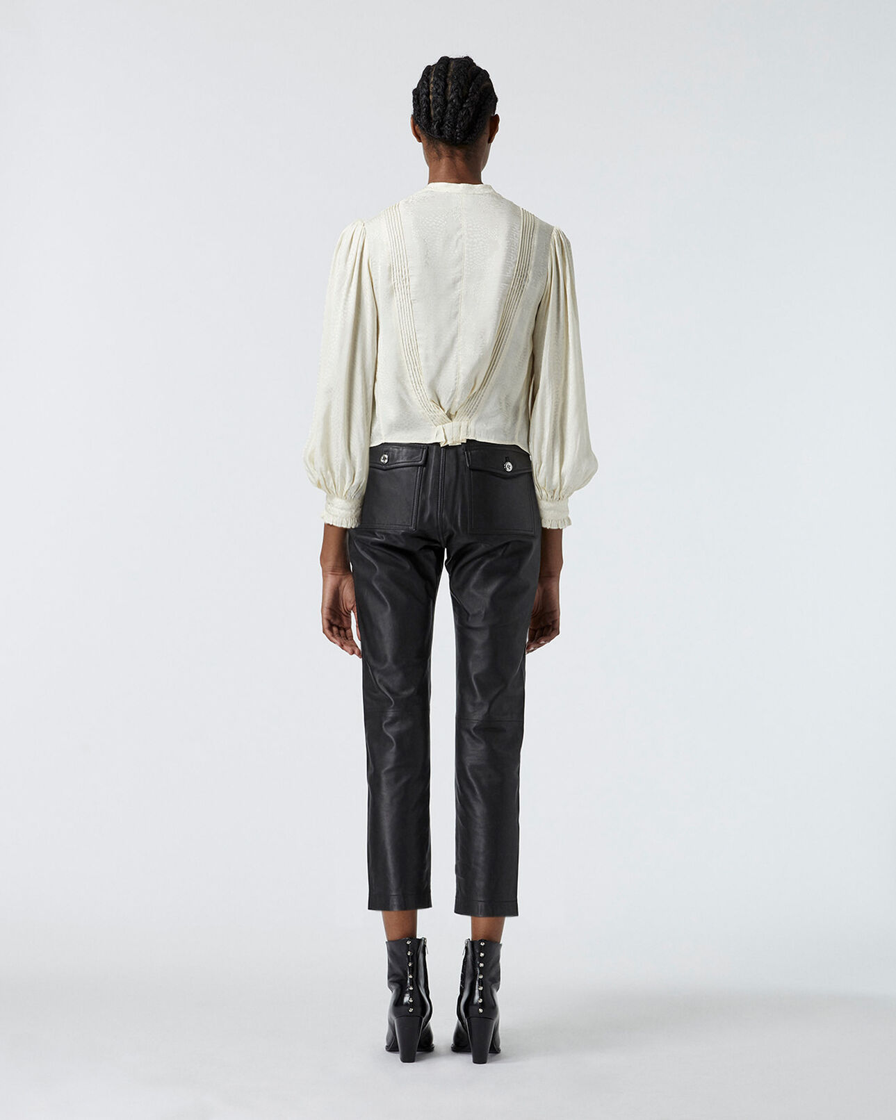 The Kooples WOMEN ECRU flowing ecru top with snakeskin motif