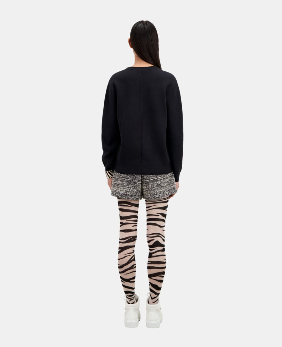 The Kooples F BLACK WHITE dagger through heart black jumper with stars