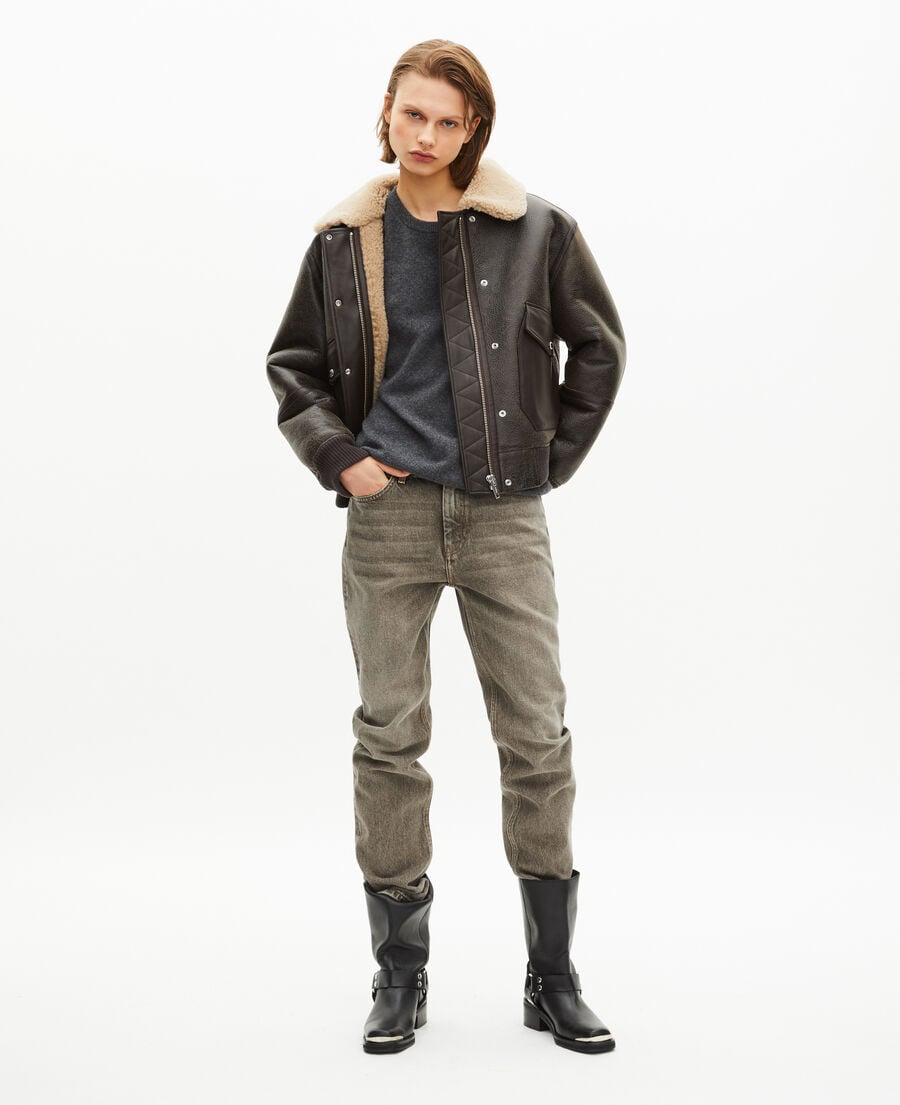 The Kooples F OLIVE wide-leg olive jeans