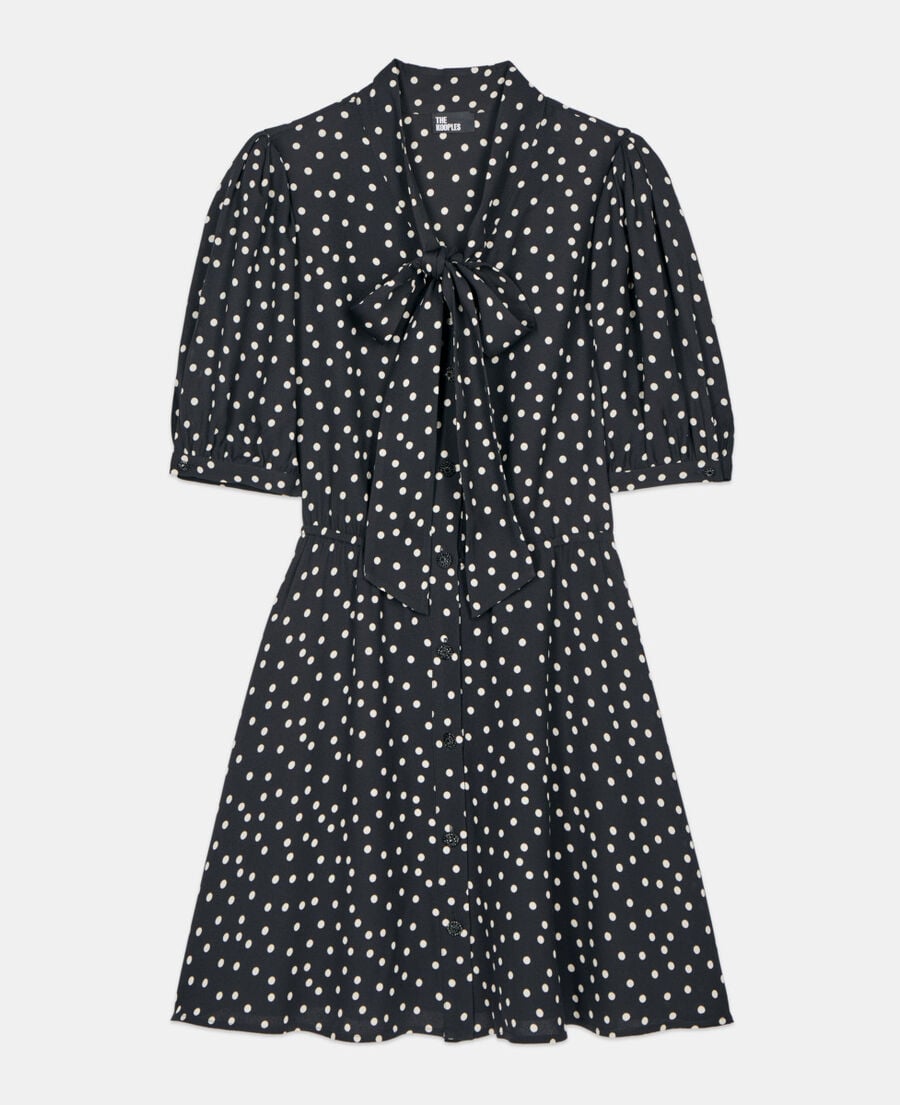 The Kooples FEMME BLACK WHITE robe courte &agrave; pois noire