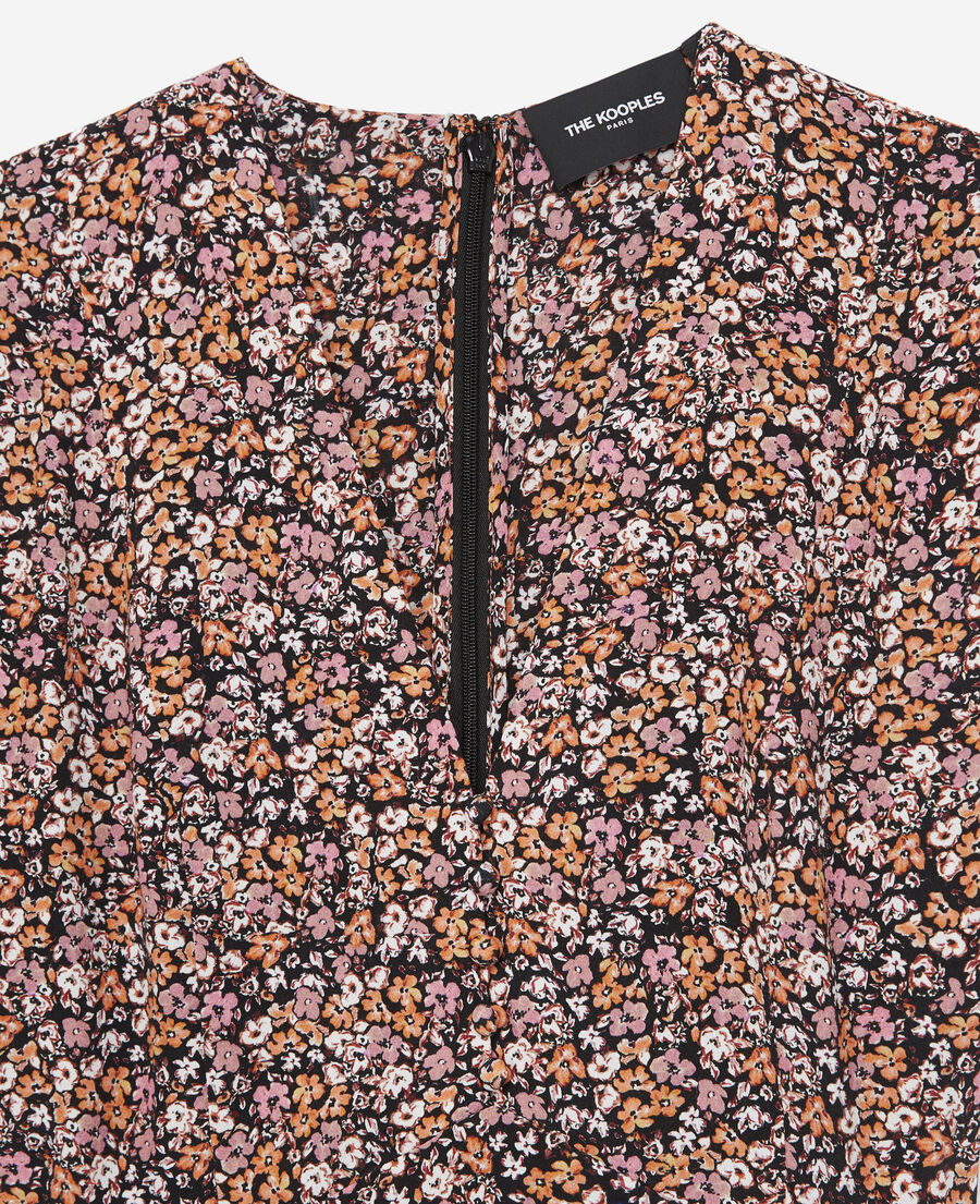 top fluide rose imprimé fleuri volants