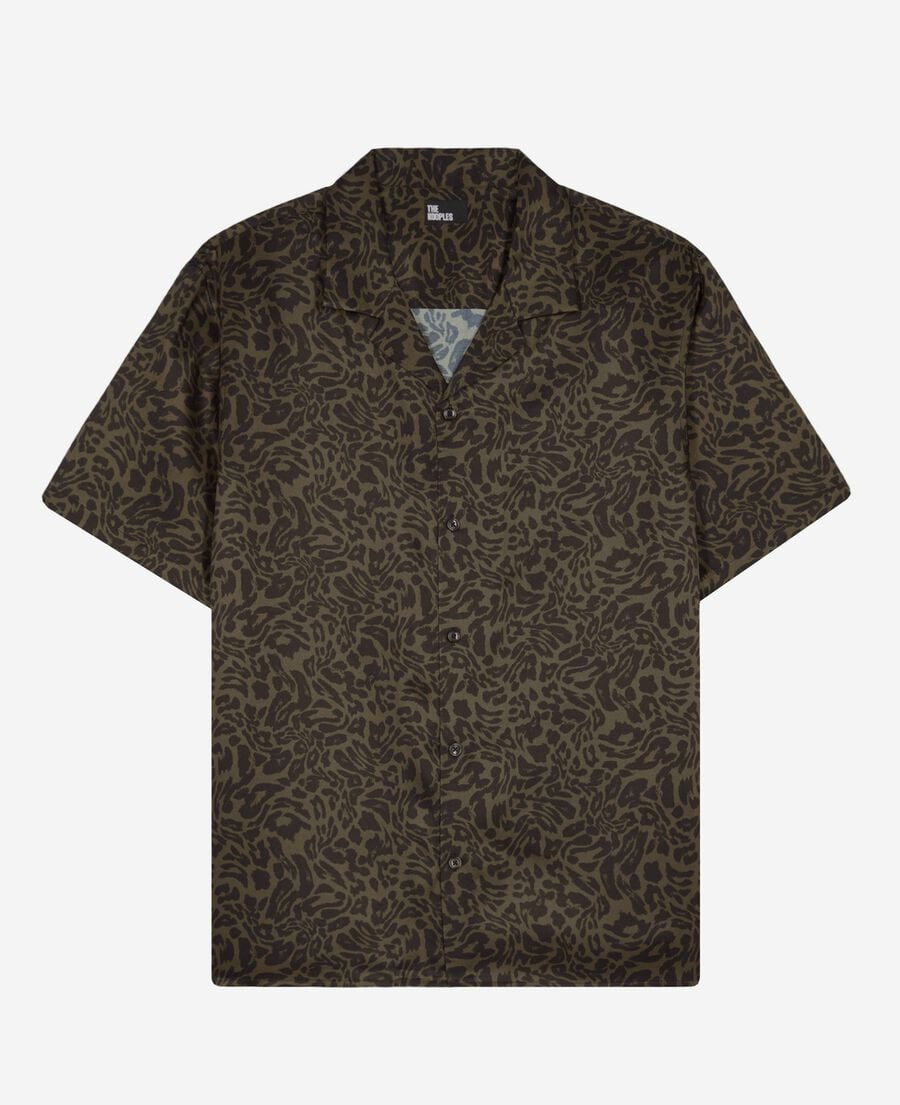 The Kooples HOMME BLACK KAKI chemise manches courtes imprimé léopard kaki