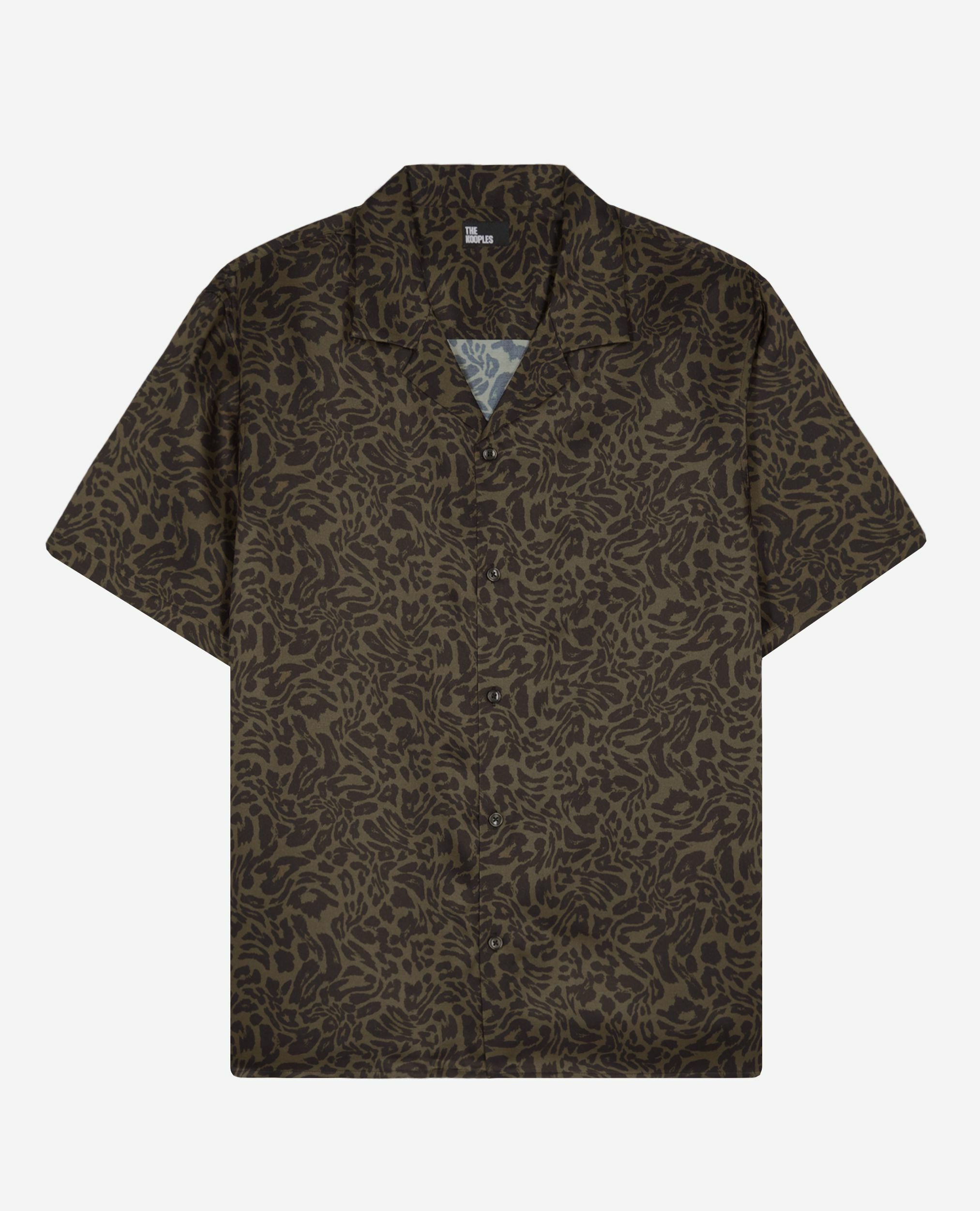 Chemise manches courtes imprimé léopard kaki, BLACK KAKI, hi-res image number null