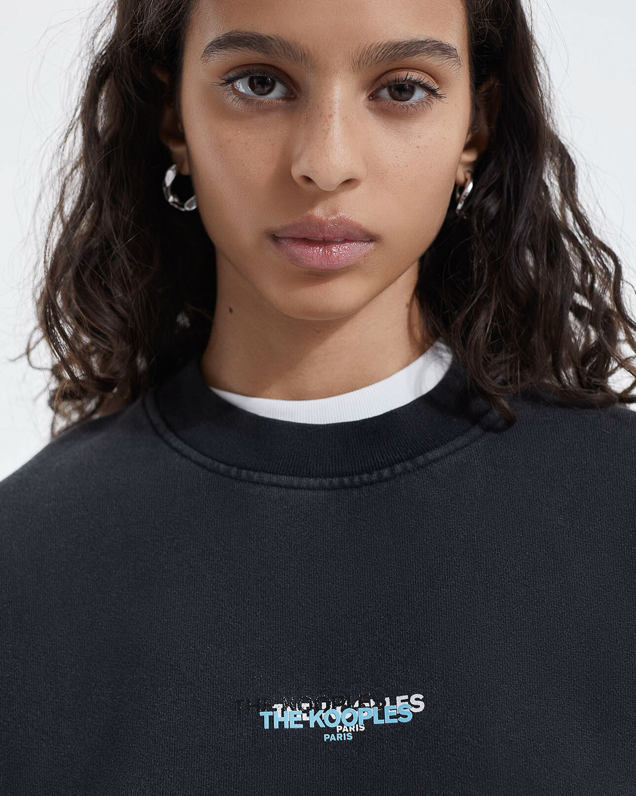 The Kooples WOMEN BLACK WASHED faded black sweatshirt with triple logo