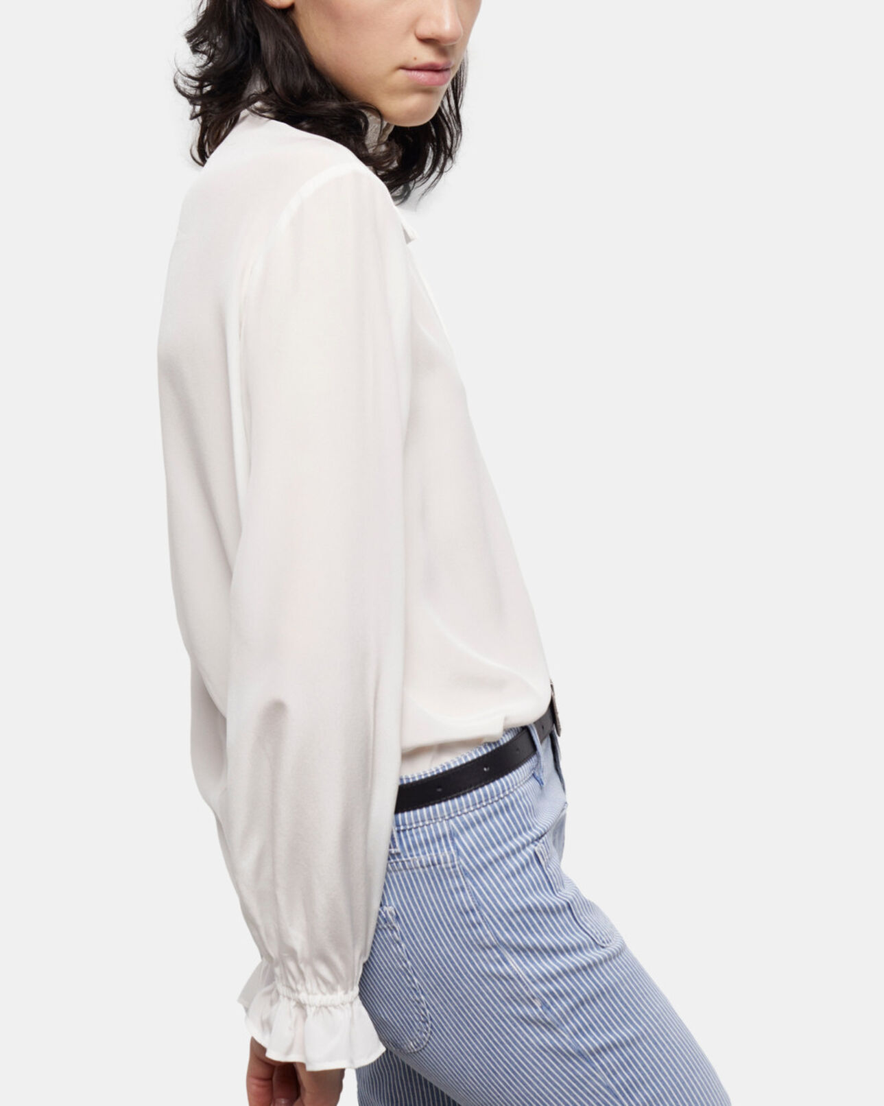 The Kooples WOMEN WHITE ecru silk blouse