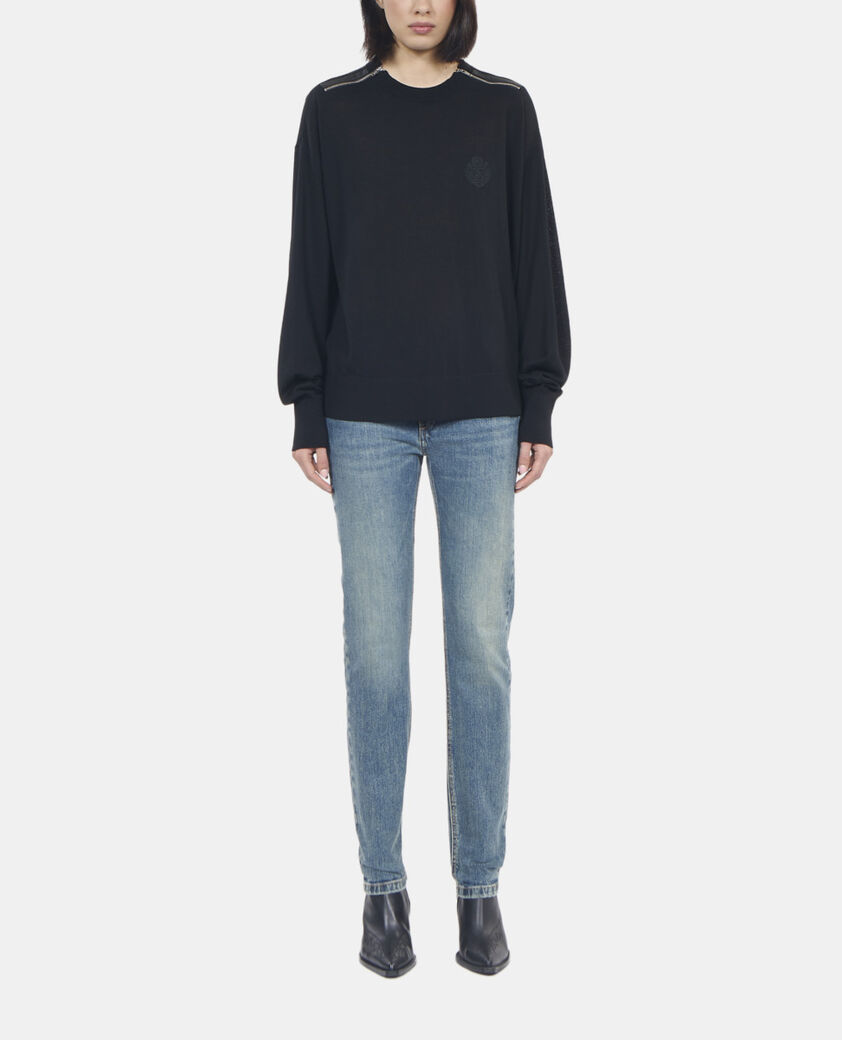 The Kooples FEMME BLACK pull en laine mérinos noir