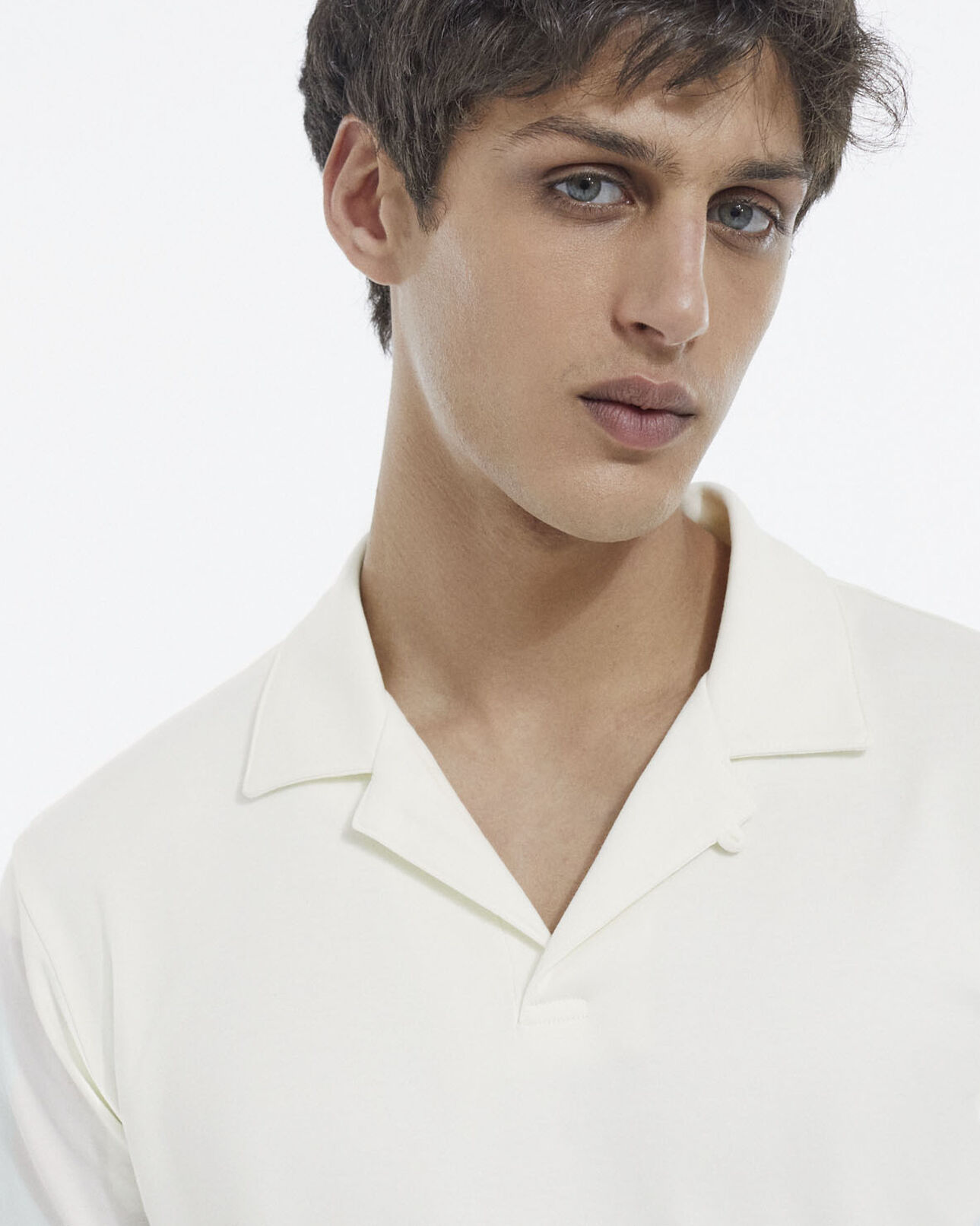 The Kooples MEN ECRU ecru short-sleeved polo with cuban collar
