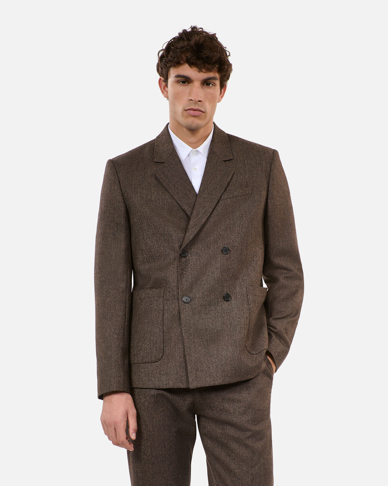 The Kooples MEN BROWN brown wool suit jacket