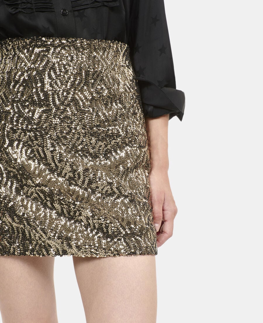 The Kooples FEMME GOLD jupe courte à sequins dorée