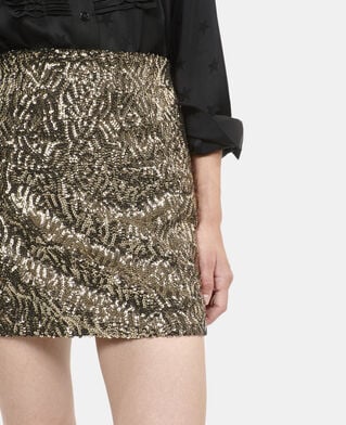 The Kooples FEMME GOLD jupe courte à sequins dorée