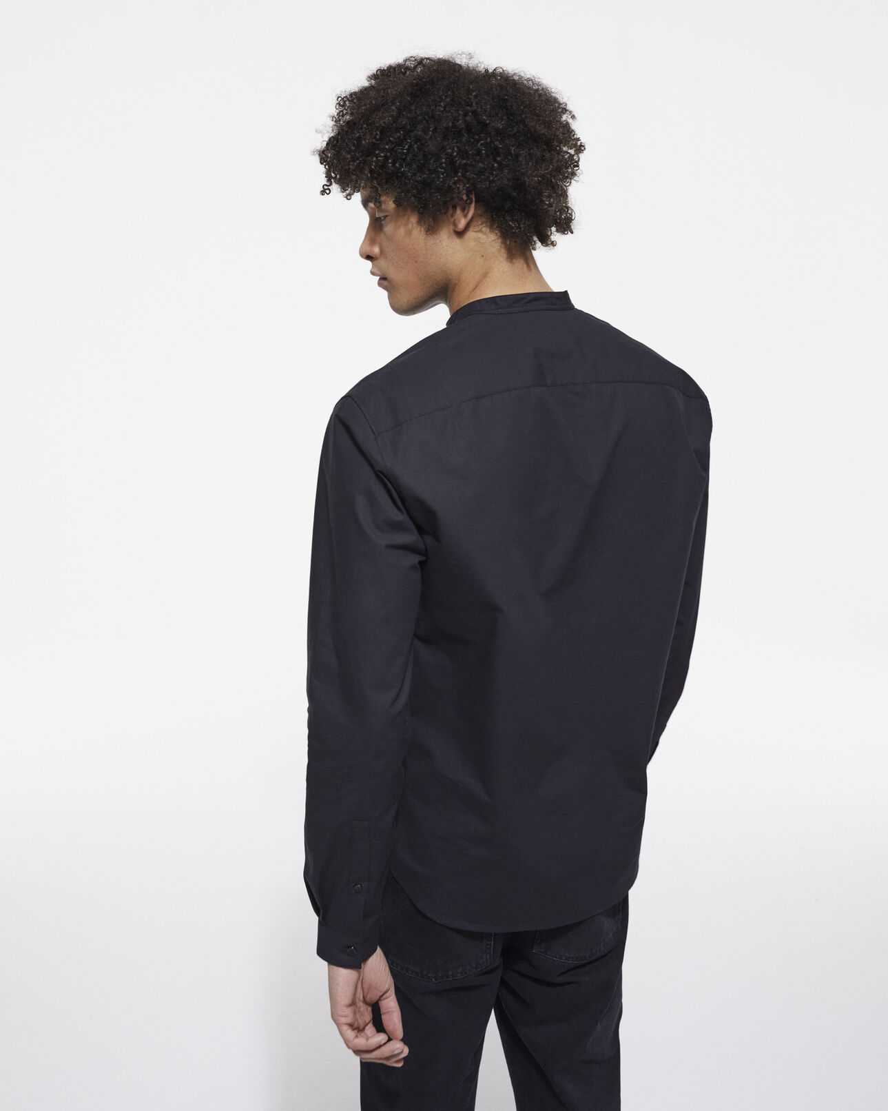 The Kooples MEN BLACK black shirt with mao-neck