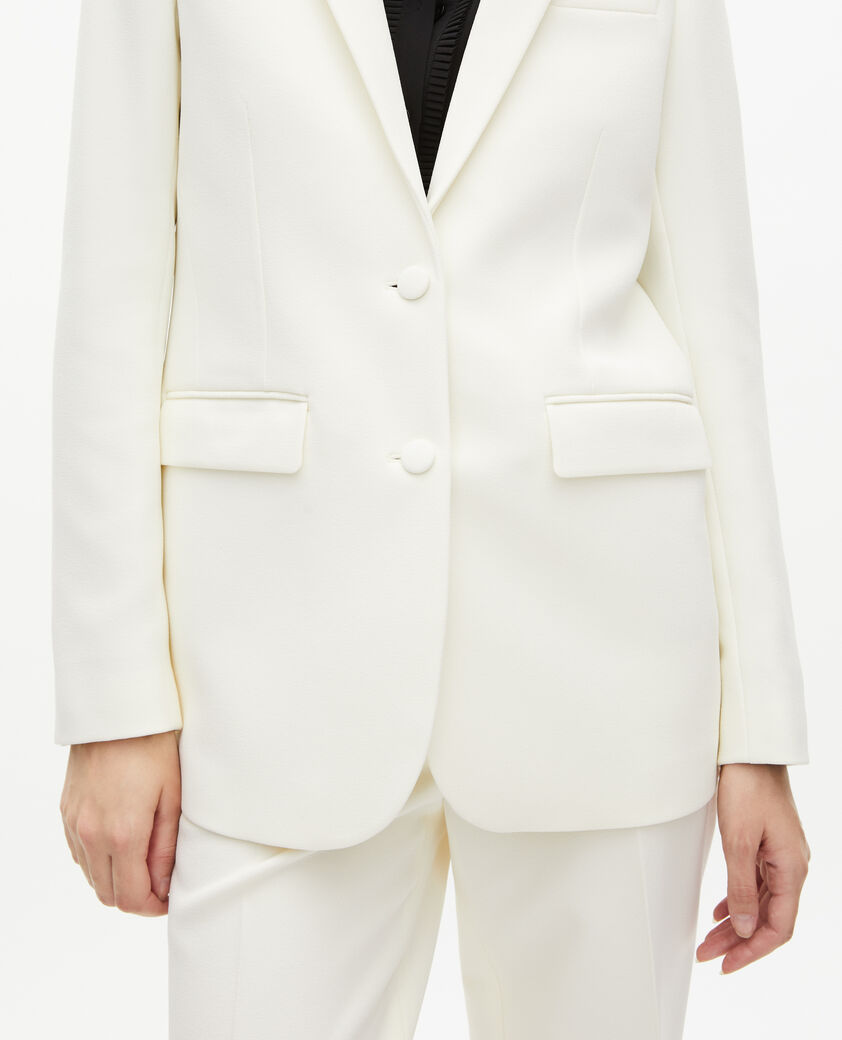 The Kooples FEMME ECRU veste tailleur en crêpe coupe droite écrue 