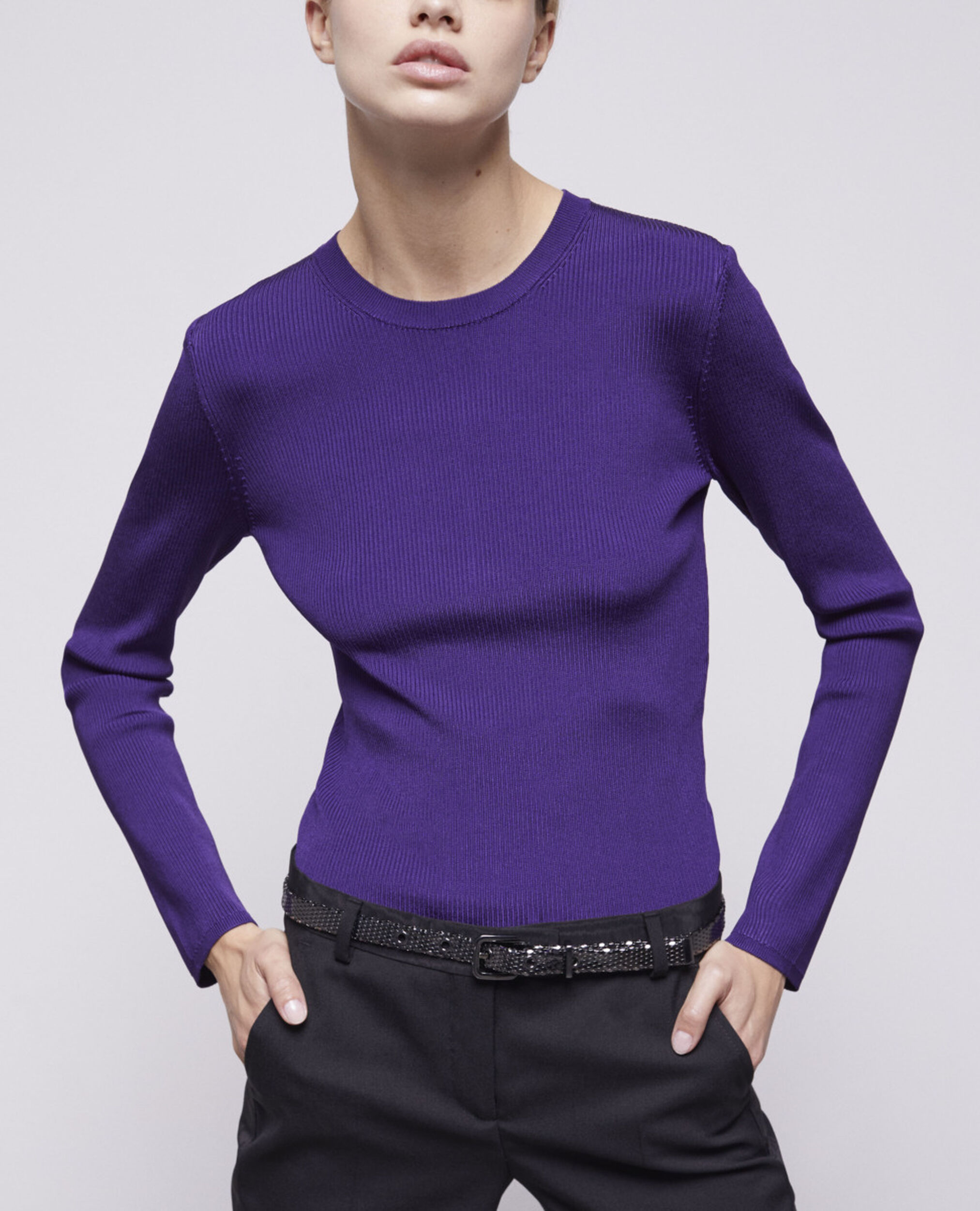 Purple slim-fit top, PURPLE, hi-res image number null