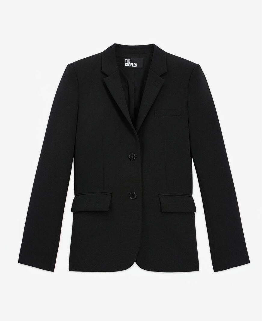 The Kooples FEMME BLACK veste de costume en crêpe noire coupe structurée