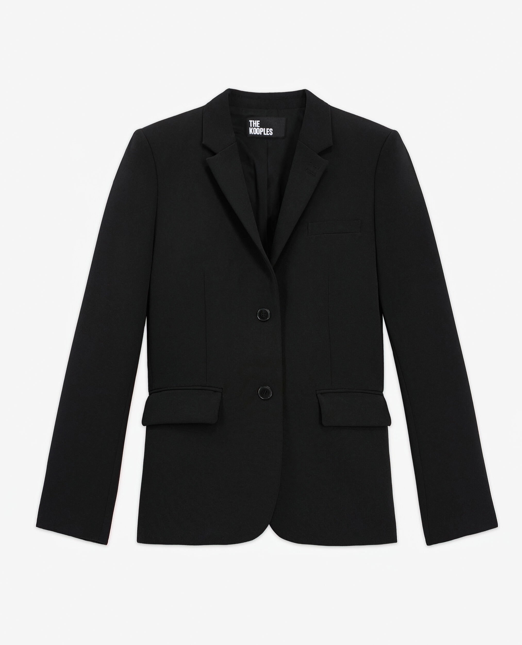 Veste de costume en crêpe noire coupe structurée, BLACK, hi-res image number null