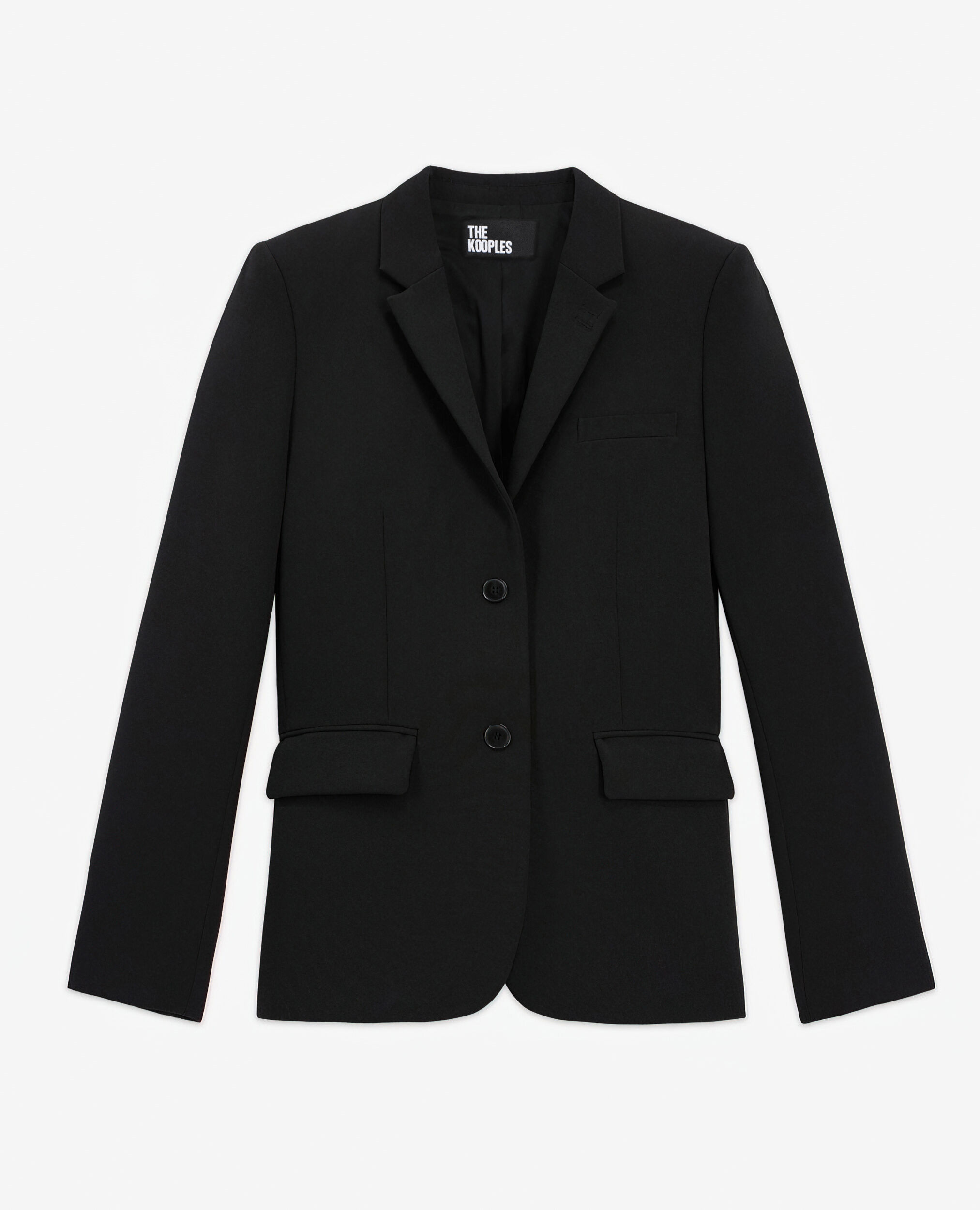 Veste de costume en crêpe noire coupe structurée, BLACK, hi-res image number null
