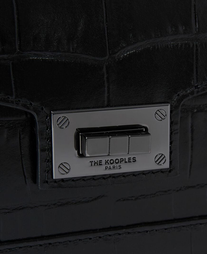 The Kooples FEMME BLACK sac emily small effet crocodile en cuir noir