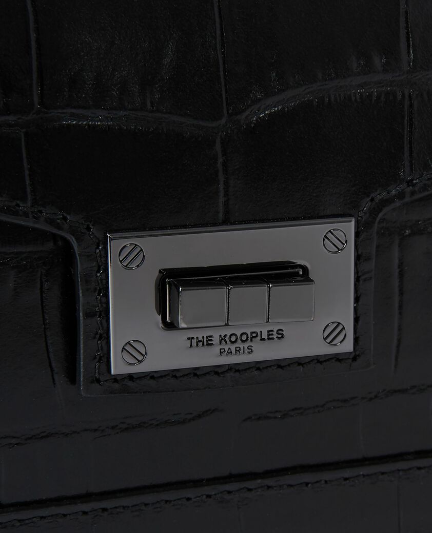 The Kooples WOMEN BLACK emily small crocodile effect bag in black leather