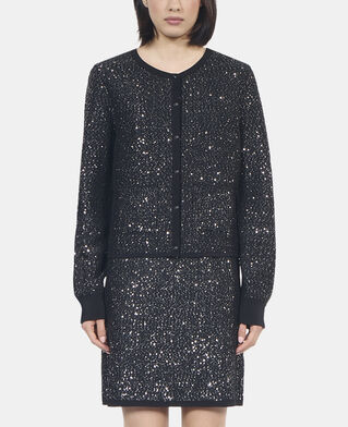 The Kooples FEMME BLACK cardigan à sequins en maille noire