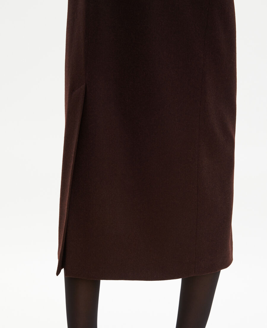 The Kooples WOMEN BROWN long brown pencil skirt