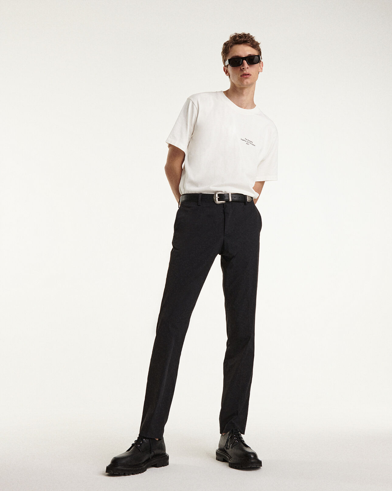 The Kooples HOMME BLACK pantalon costume technique noir ajusté