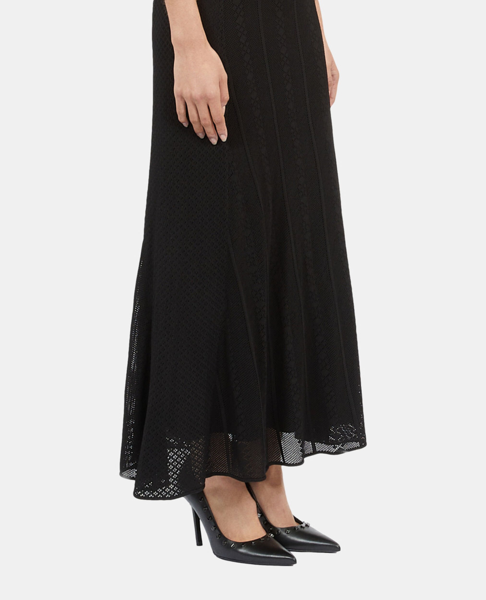 Long black openwork knit dress, BLACK, hi-res image number null