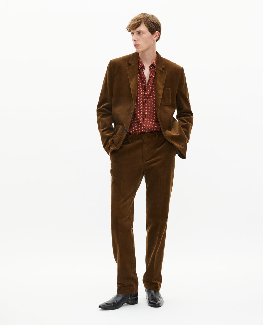 The Kooples HOMME CARAMEL veste de costume en velours côtelé marron