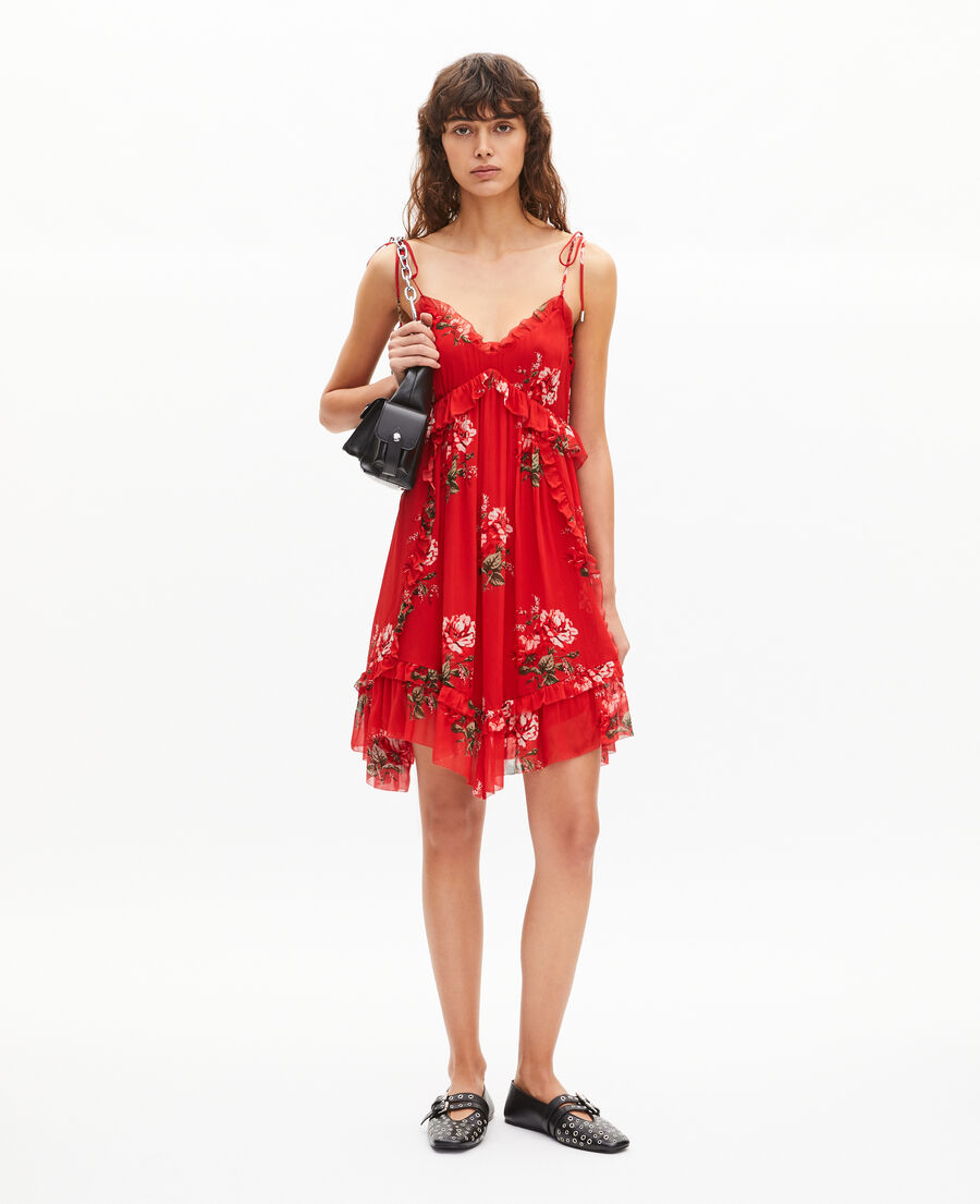 The Kooples F RED / GREEN red floral print short dress