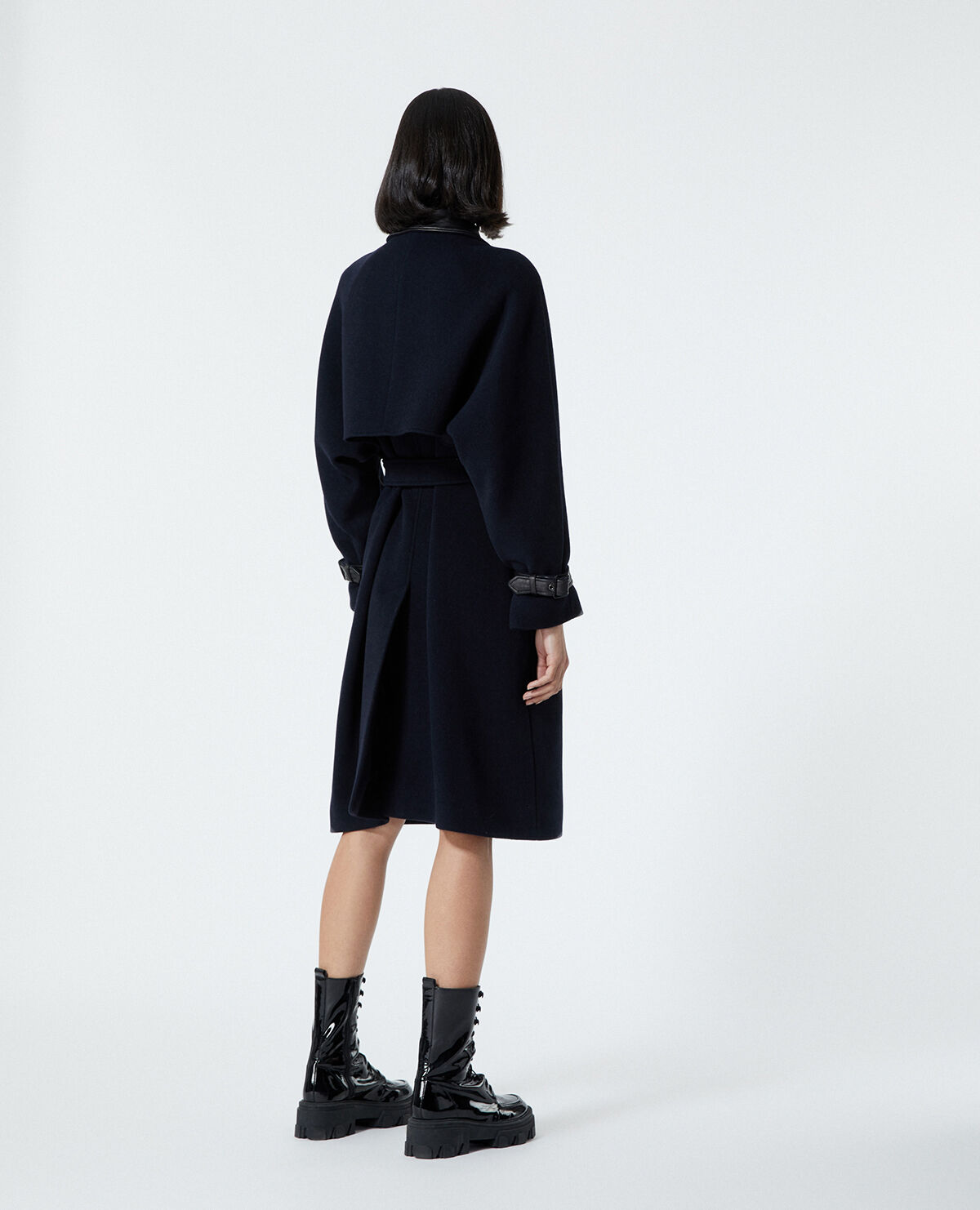 Manteau laine bleu marine fa on trench The Kooples France