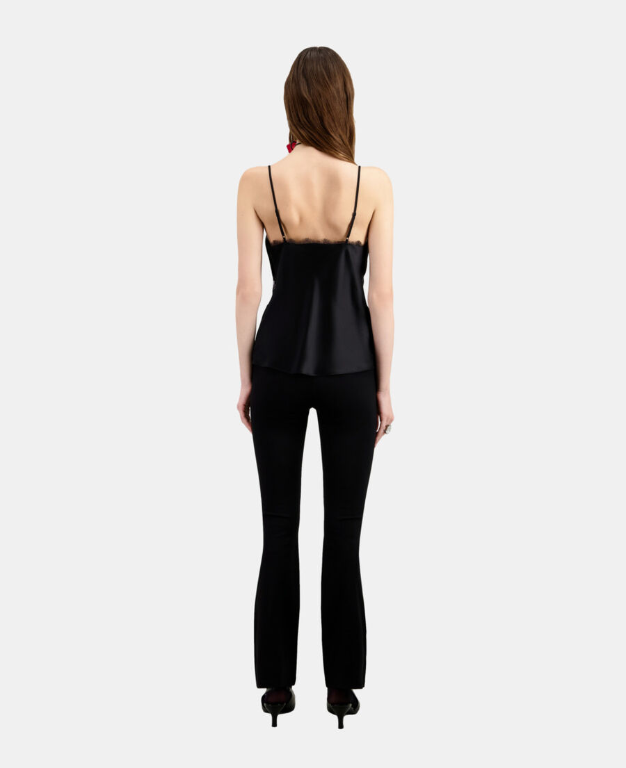 The Kooples WOMEN BLACK black silk camisole with lace