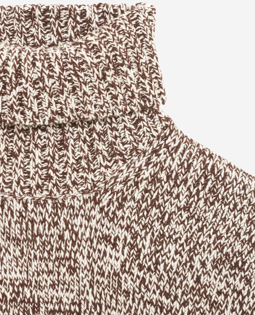 The Kooples MEN BEIGE-BROWN beige and white turtleneck sweater