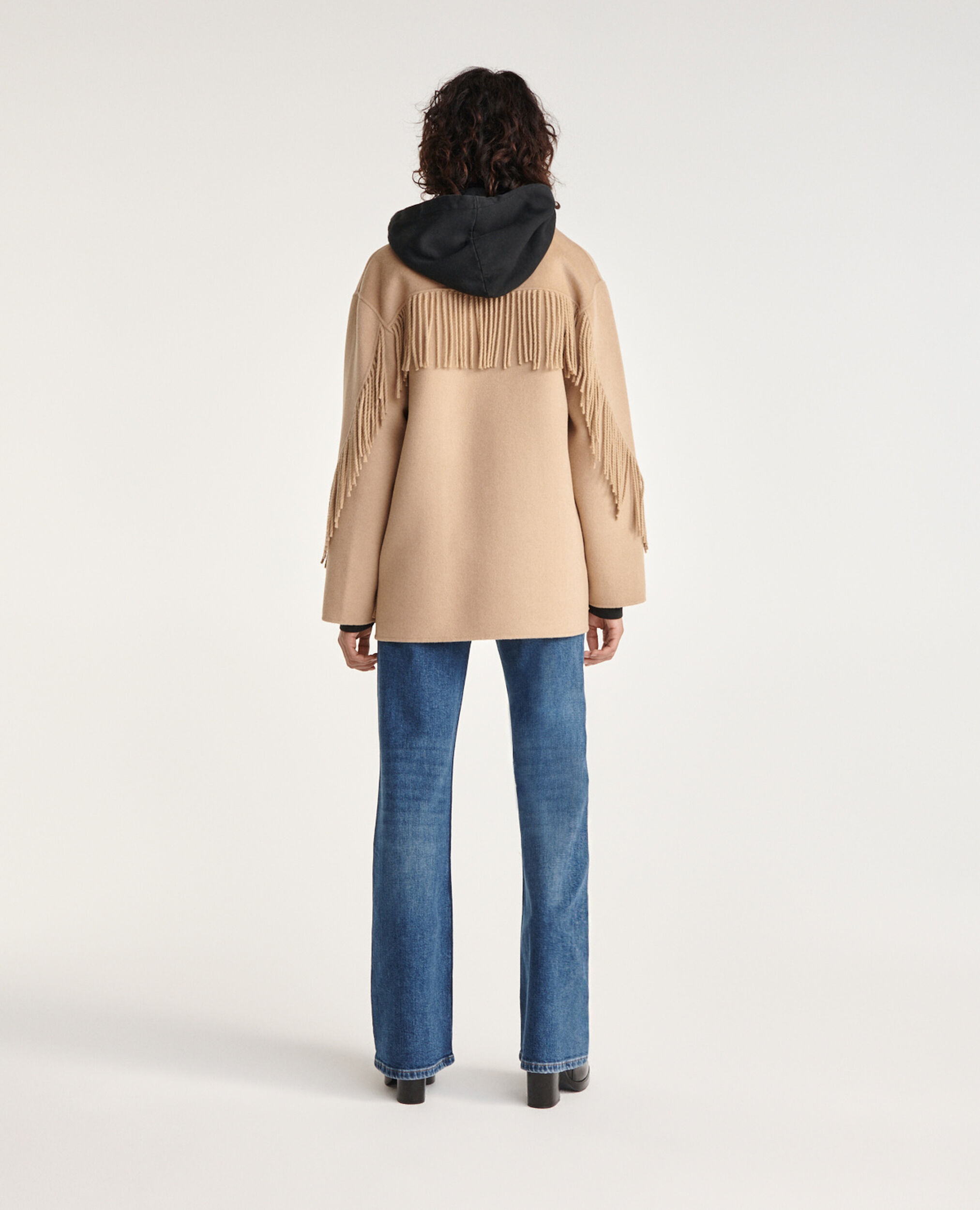 Camel wool jacket with western fringing, CAMEL, hi-res image number null