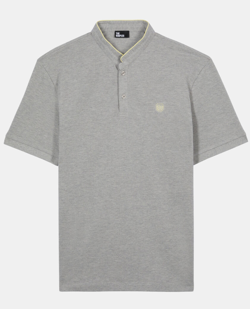 The Kooples HOMME GREY YELLOW polo en coton piqu&eacute; gris