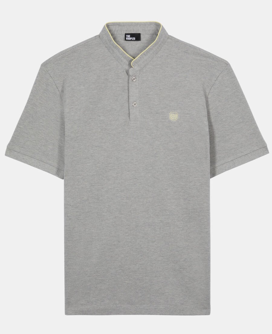 The Kooples HOMME GREY YELLOW polo en coton piqu&eacute; gris