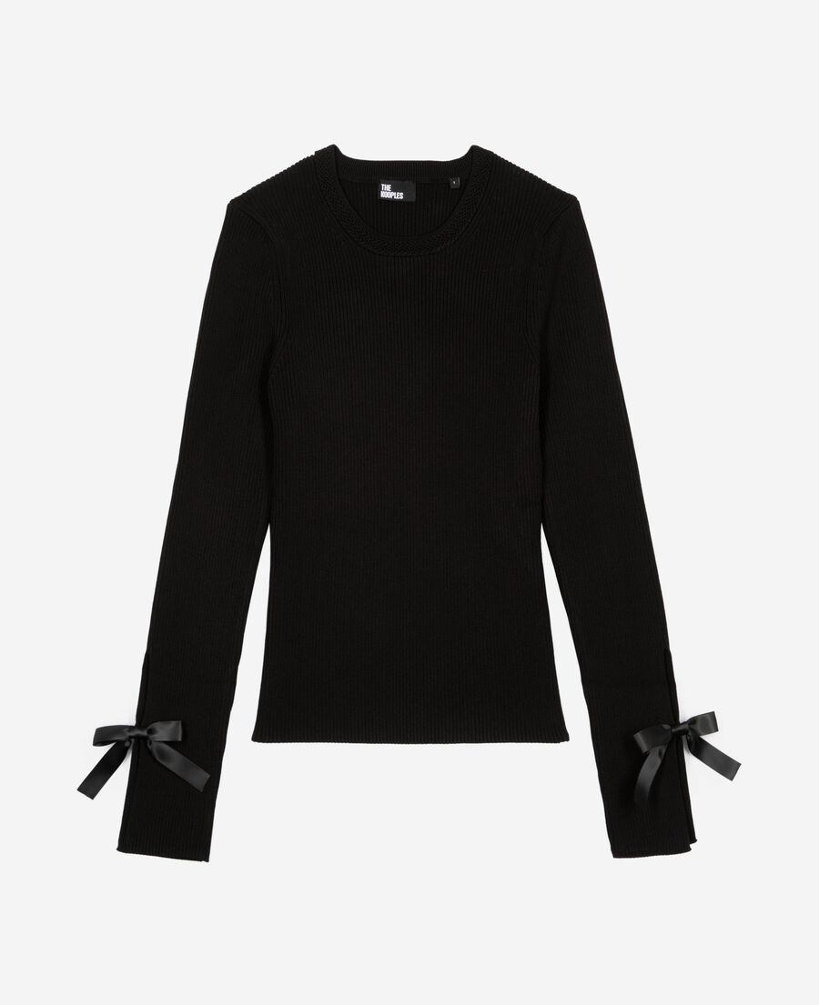The Kooples WOMEN BLACK sweater with black ribbons