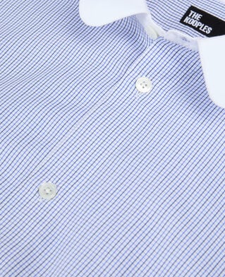 The Kooples MEN WHITE / BLUE blue and white checked formal shirt