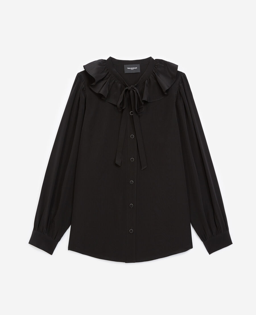 black silk shirt with peter pan collar