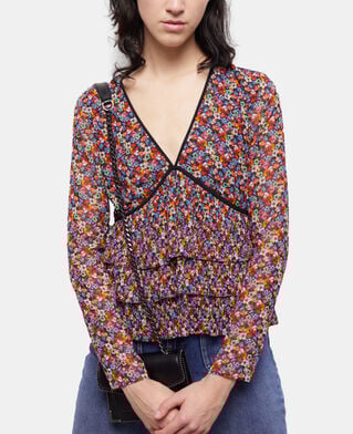 The Kooples FEMME MULTICOLOR top multicolore à volants plissés