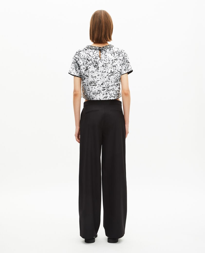 The Kooples WOMEN SILVER silver sequin crop top