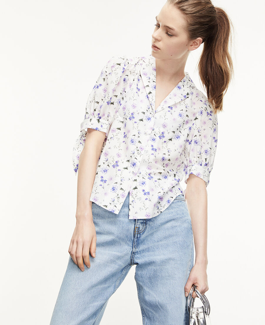 fitted printed shirt with bow detail