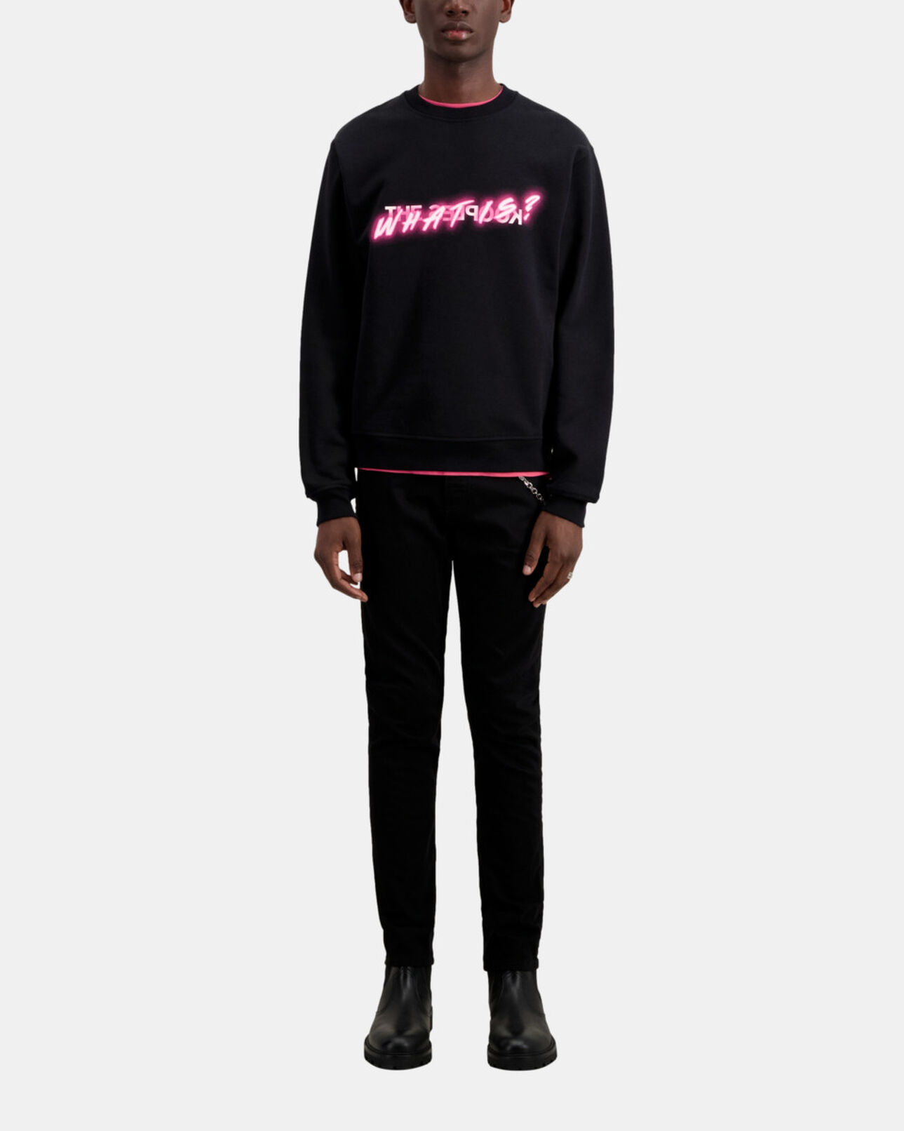 The Kooples HOMME BLACK sweatshirt homme what is néon noir