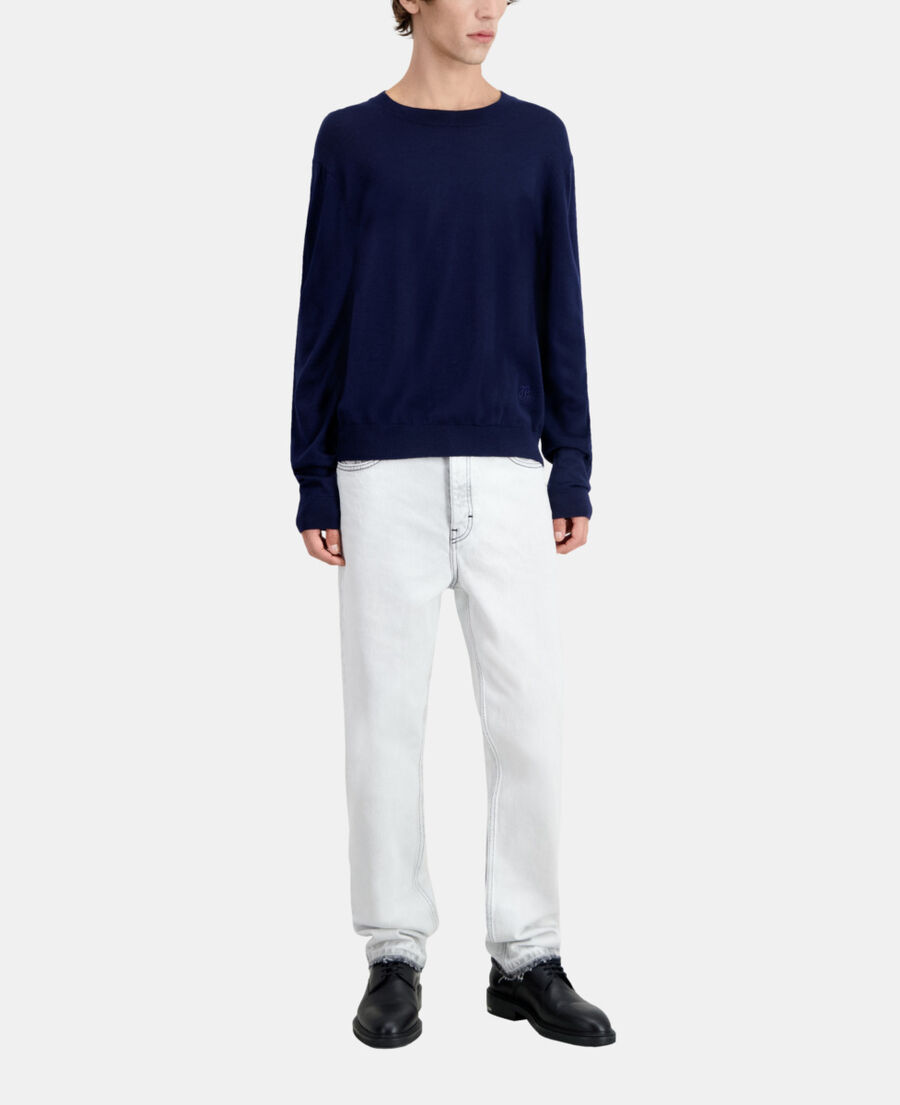 The Kooples HOMME NAVY pull bleu marine en laine m&eacute;rinos