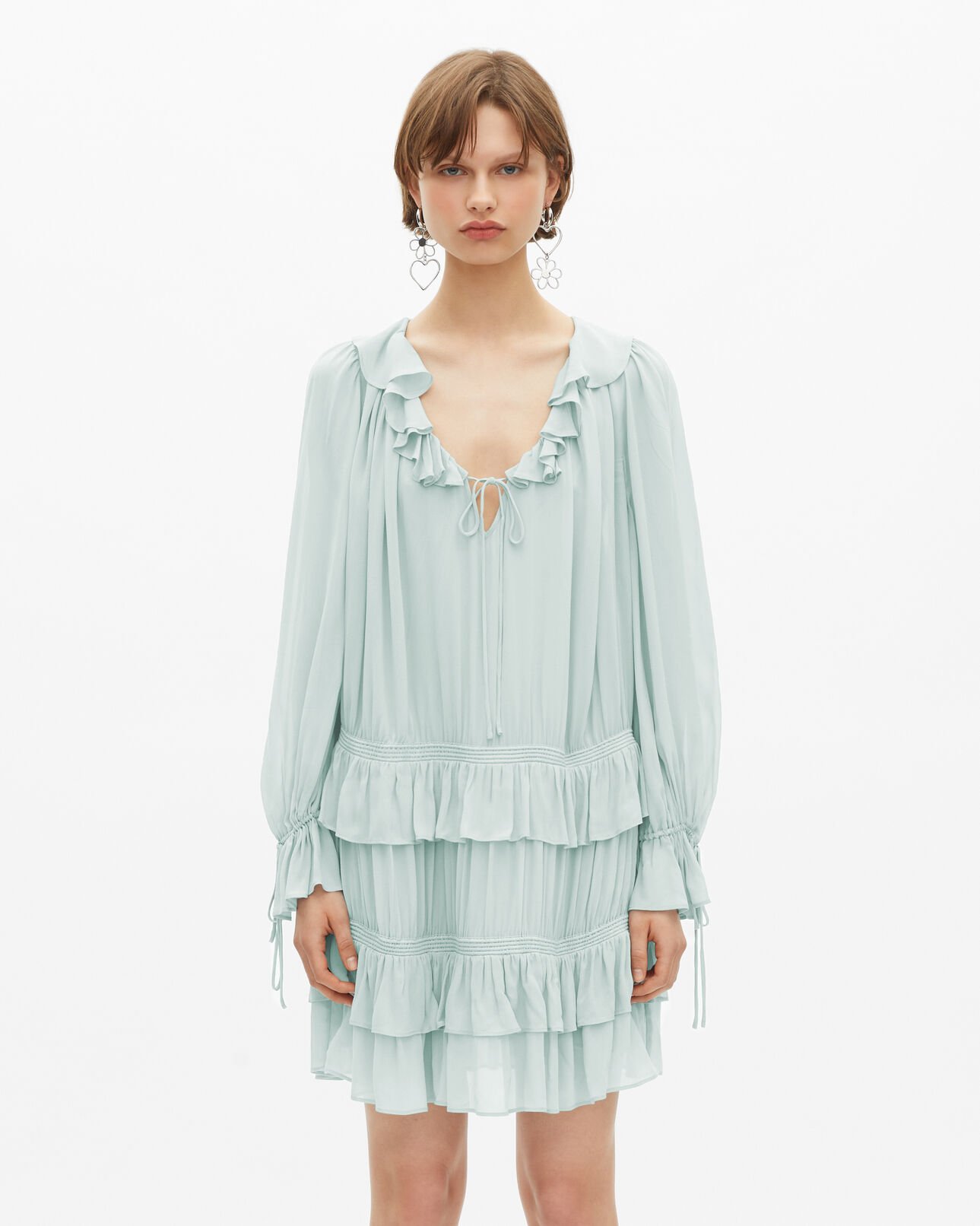 The Kooples DAMEN BLUE/GREEN kurzes kleid mit rüschen blau