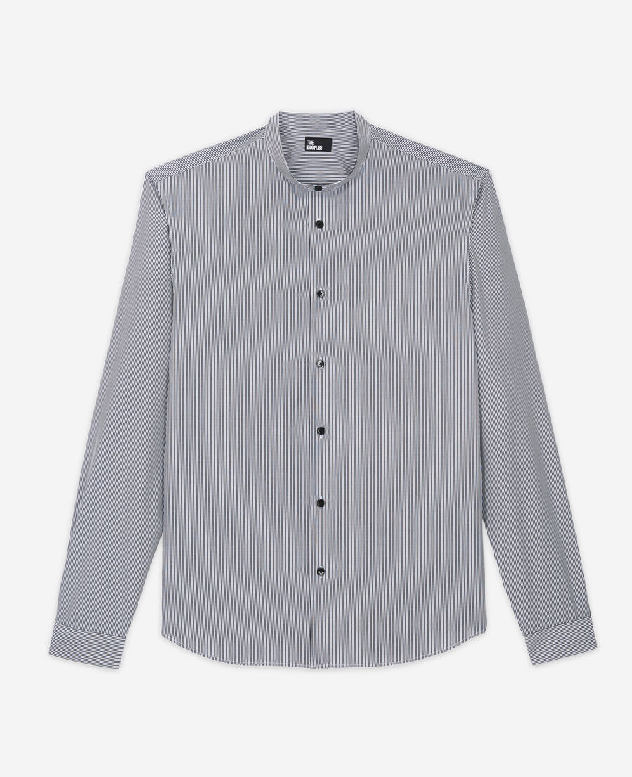 The Kooples HOMME BLACK WHITE chemise col officier slim à rayures