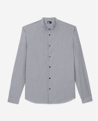 The Kooples HOMME BLACK WHITE chemise col officier slim à rayures