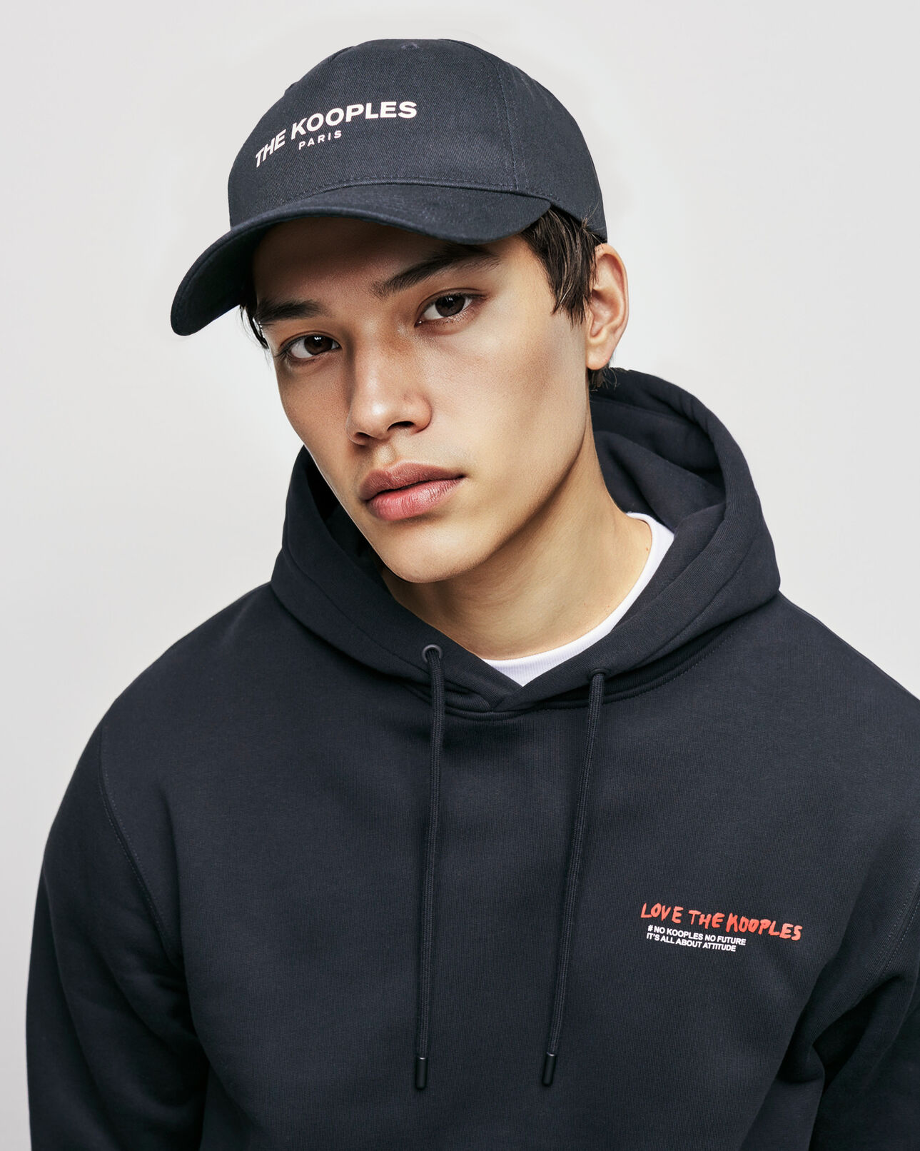 The Kooples MEN BLACK WHITE logo black cap