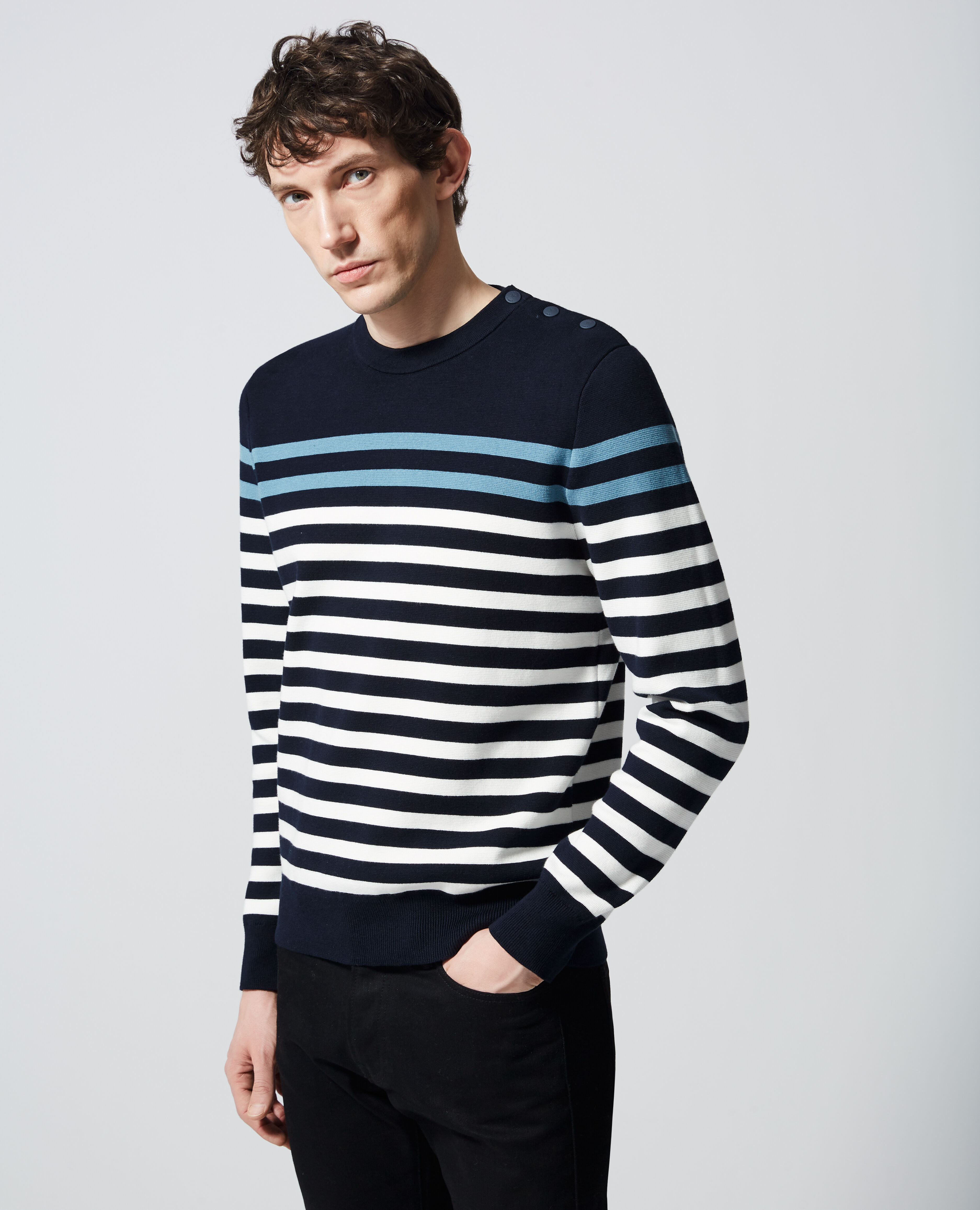 Striped navy blue cotton sweater The Kooples