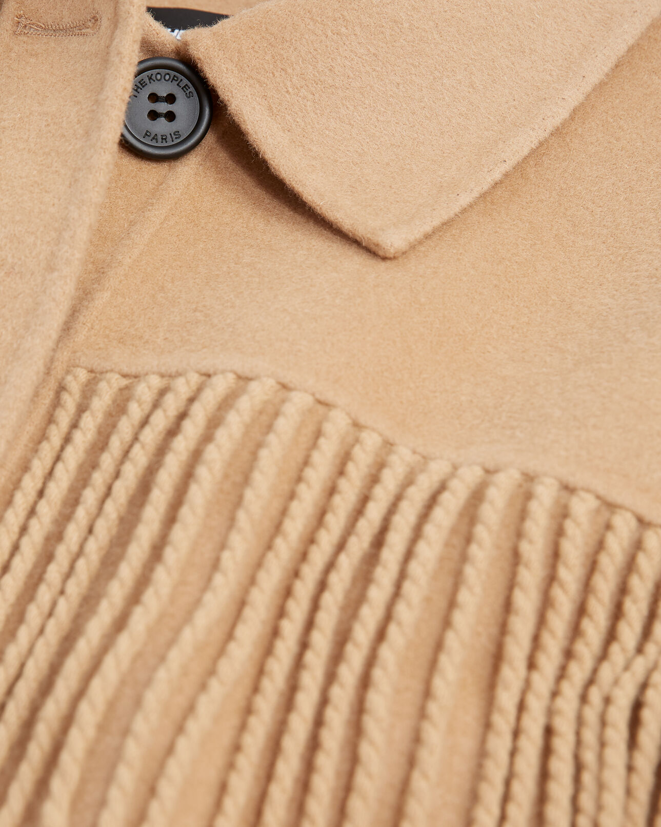 The Kooples WOMEN CAMEL camel wool jacket with western fringing